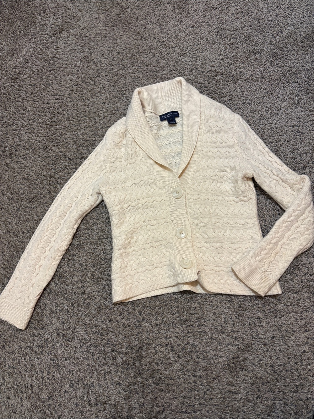 Banana Republic Ivory Cable-Knit Shawl Collar Cardigan